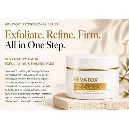 HEVATOX® PHA/AHA Exfoliating & Firming Pads (Topical Neuro-Toxin)
